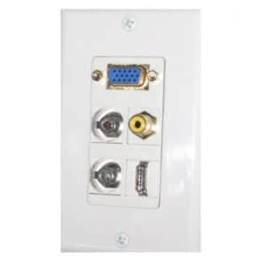 Wall plate Redleaf RLWP25 con VGA (fijo), 1 HDMI y 1 audio de 3.5 mm