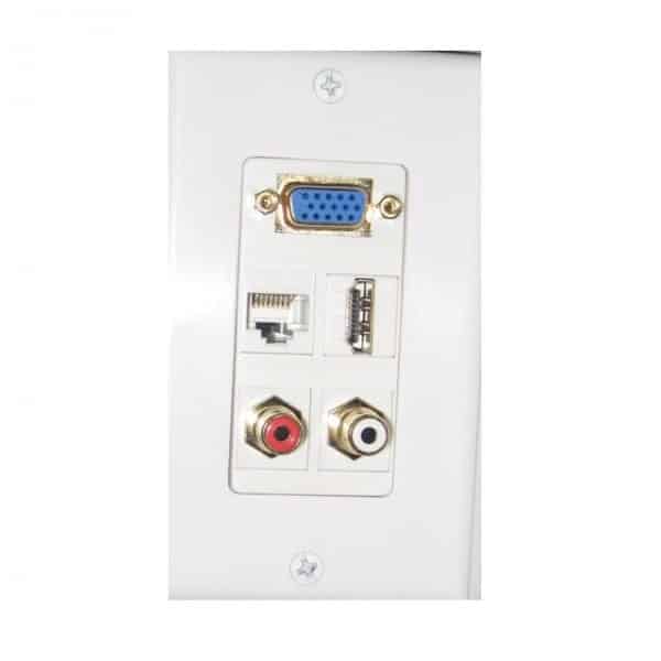 Wall plate Redleaf RLWP30 con VGA, USB-A, RCA de audio y red