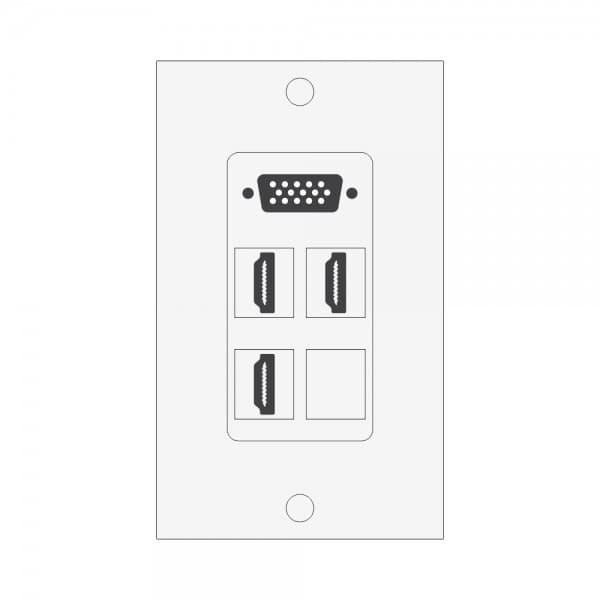 Wall plate Redleaf RLWP31 con VGA, 3 HDMI y 1 módulo ciego
