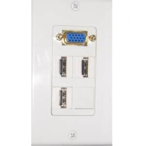 Wall plate Redleaf RLWP31 con VGA, 3 HDMI y 1 módulo ciego