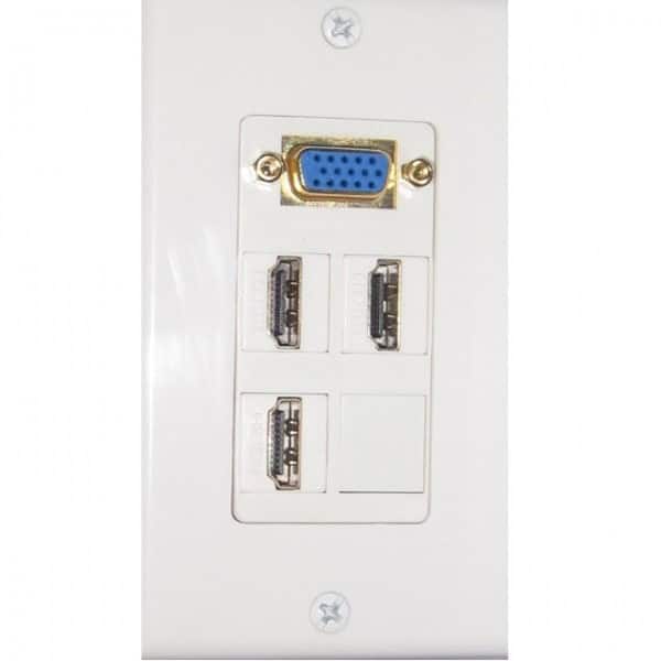 Wall plate Redleaf RLWP31 con VGA, 3 HDMI y 1 módulo ciego