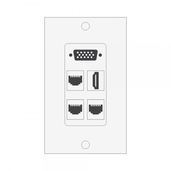 Wall plate Redleaf RLWP32 con VGA, 1 HDMI y 3 conectores de red