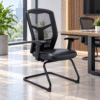 Silla de Visita RP-4505 Asiento en Piel y Respaldo en Mesh Negro, Estructura Negra - Thumbnail Image 1