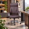 Silla Ejecutiva RP-8000 en Simil Piel Café, Estructura Cromada - Thumbnail Image 1