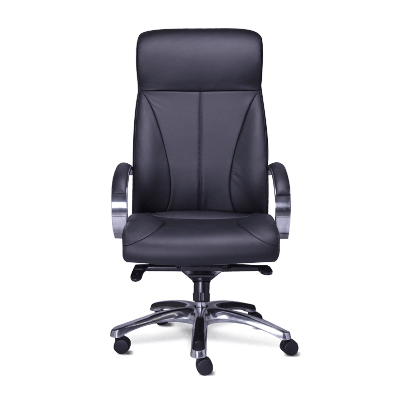 Silla ejecutiva rp-8000 en símil piel negro con cabecera integrada y estructura cromada