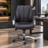 Silla Ejecutiva Simil Piel Respaldo Medio RE-8001 Negro - Thumbnail Image 1