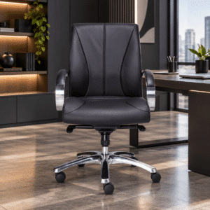 Silla Ejecutiva Simil Piel Respaldo Medio RE-8001 Negro