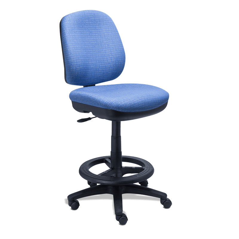 Silla cajero RS-460 tapizada en tela verde con aro de nylon descansapiés