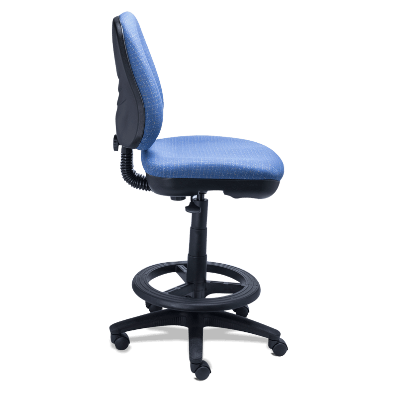 Silla cajero RS-460 tapizada en tela verde con aro de nylon descansapiés