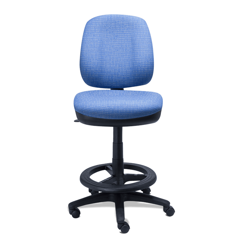 Silla cajero RS-460 tapizada en tela verde con aro de nylon descansapiés