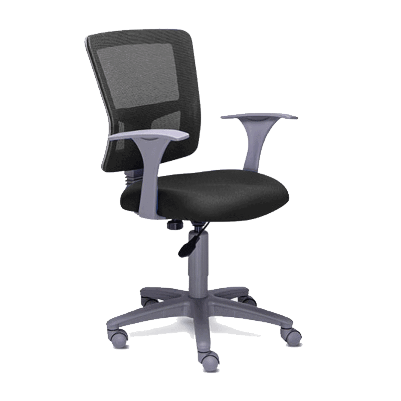 Silla operativa Quadra respaldo en mesh RS-680/09N/NG con brazos y base de cinco puntas