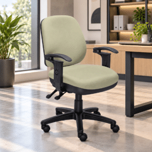 Silla Operativa RS-470 Tapizado en Tela Verde con Brazos