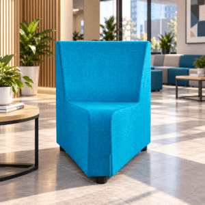 Sillón Modular STELLA Esquinero circular Tapizado en Tela Turquesa