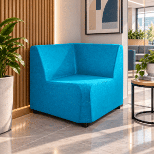 Sillón Modular STELLA Esquinero en L Tapizado en Tela Turquesa