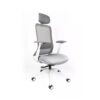 Silla ejecutiva Curve mesh gris con estructura gris claro, respaldo alto en mesh y rodajas