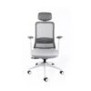 Silla ejecutiva Curve mesh gris con estructura gris claro, respaldo alto en mesh y rodajas