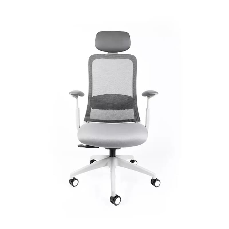 Silla ejecutiva Curve mesh gris con estructura gris claro, respaldo alto en mesh y rodajas