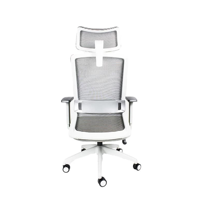 Silla ejecutiva Curve mesh gris con estructura gris claro, respaldo alto en mesh y rodajas