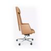 Silla ejecutiva Zenit tapizada en piel con cabecera incluida y base de cinco puntas de aluminio pulido