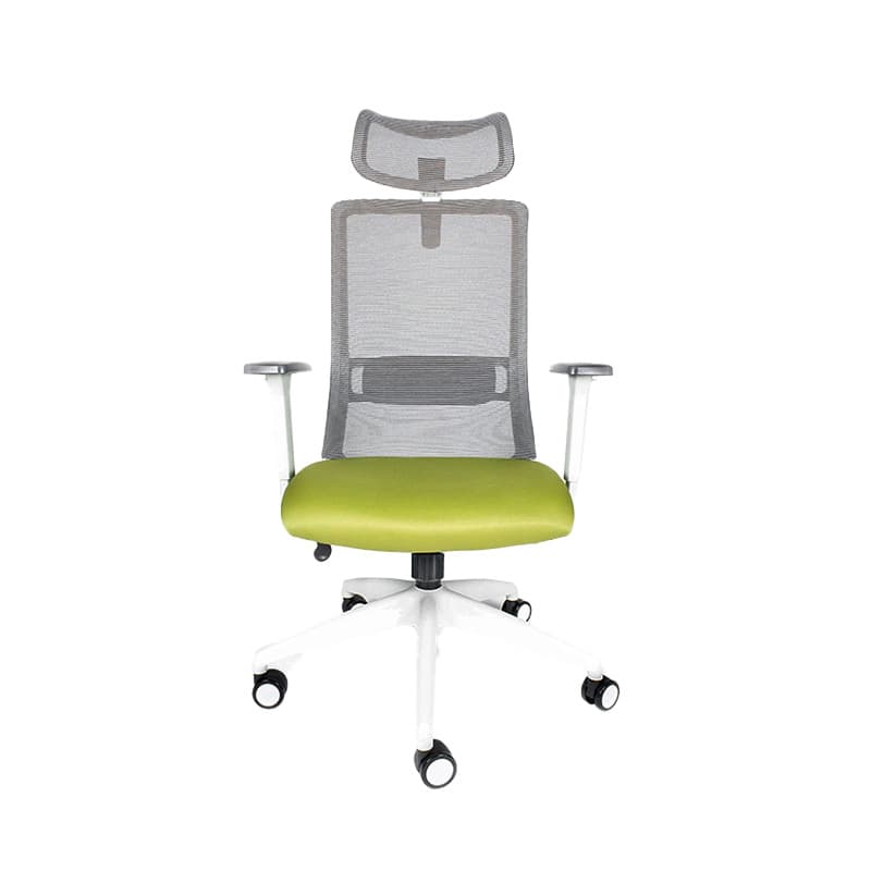 Silla ejecutiva Arla mesh blanca en color verde con respaldo transpirable y base de cinco puntas