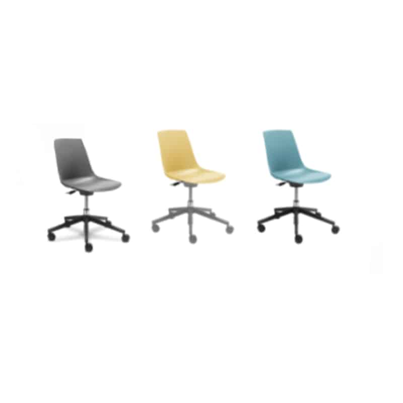 Silla giratoria RE-721 en polipropileno gris con paleta giratoria y base de 5 puntas