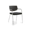 Silla de visita Cool 2324 de 4 puntos con asiento en piel, respaldo en polipropileno y estructura negra