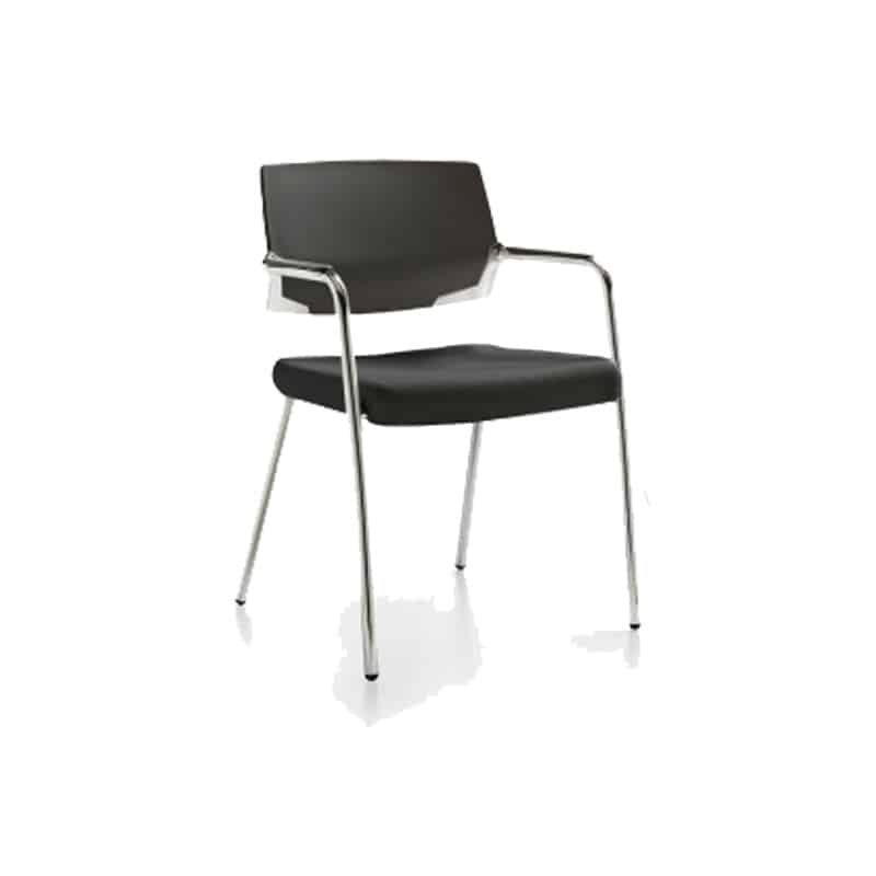 Silla de visita Cool 2324 de 4 puntos con asiento en piel, respaldo en polipropileno y estructura negra