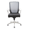 Silla operativa Klave 140BL con estructura blanca, malla gris y asiento en tela gris