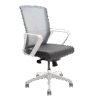 Silla operativa Klave 140BL con estructura blanca, malla gris y asiento en tela gris