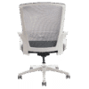 Silla operativa Klave 140BL con estructura blanca, malla gris y asiento en tela gris