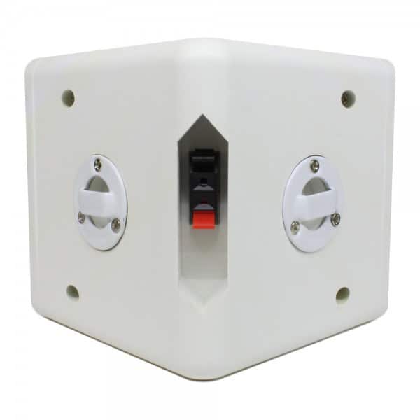 Paquete de audio Redleaf WPK-30A con amplificador y dos bocinas blancas de 4 pulgadas