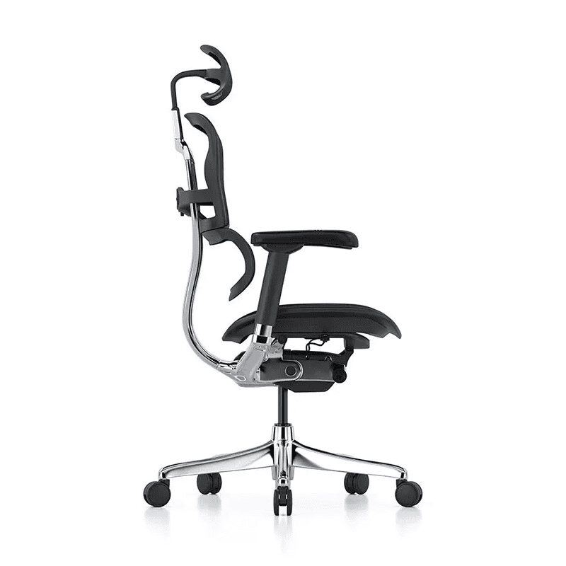 Silla ejecutiva Ergohuman Elite G2 en mesh negro con cabecera ajustable y base de aluminio pulido