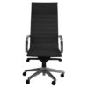 Silla ejecutiva retro en vinipiel negro con respaldo alto y base de cinco puntas de aluminio pulido