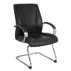 Silla para visitas RP-8005NG en similpiel negro con estructura tipo trineo cromada y brazos de aluminio pulido