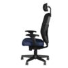 Silla ejecutiva en malla y tela color Ocean con cabecera ajustable, respaldo alto y base de cinco puntas