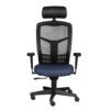 Silla ejecutiva en malla y tela color Ocean con cabecera ajustable, respaldo alto y base de cinco puntas