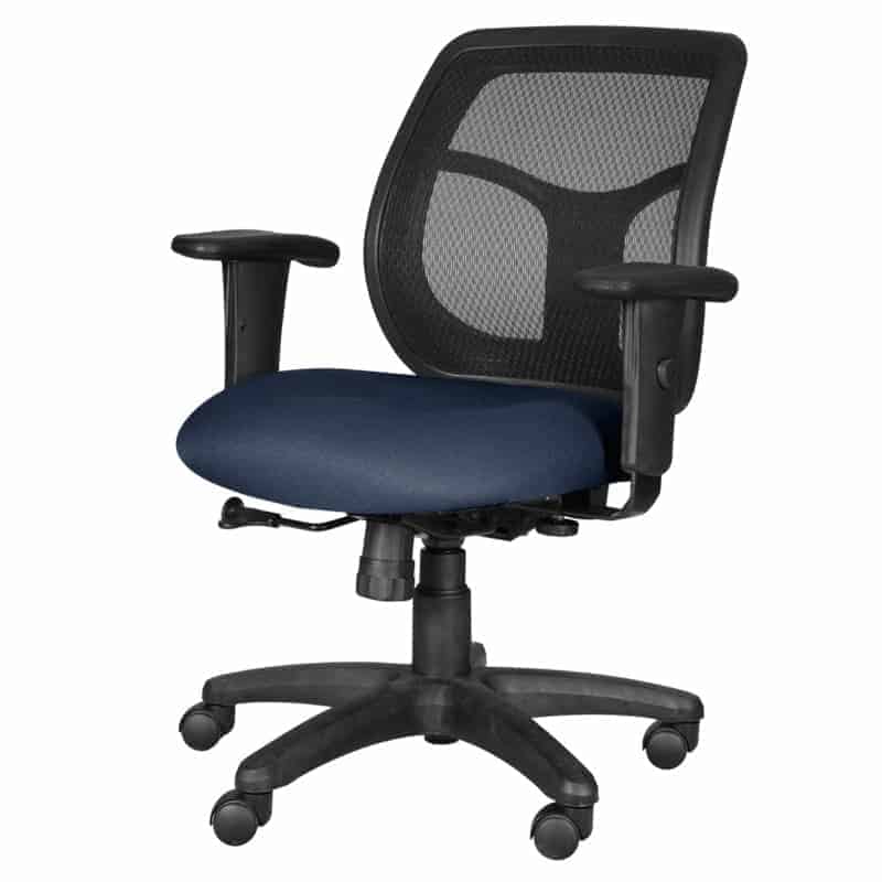 Silla operativa malla negro con base cromada de 5 puntas y brazos ajustables