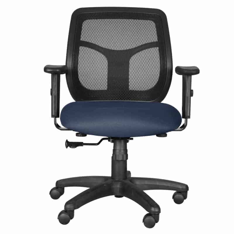 Silla operativa malla negro con base cromada de 5 puntas y brazos ajustables