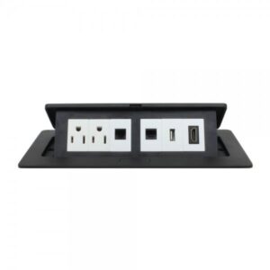 Panel con conectores Redleaf 3320 con 2 AC, VGA, HDMI, audio y RJ45 de red para escritorio