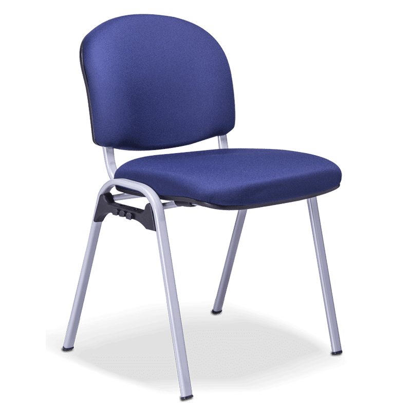 Silla de visita italiana tela re-1060 tapizada en azul con estructura gris de cuatro patas