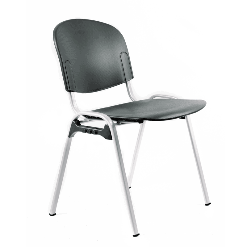 Silla de visita italiana en polipropileno 2257 con estructura negra de cuatro patas