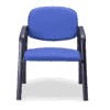 Silla de visita grand confort tapizada en tela azul con brazos y base trineo
