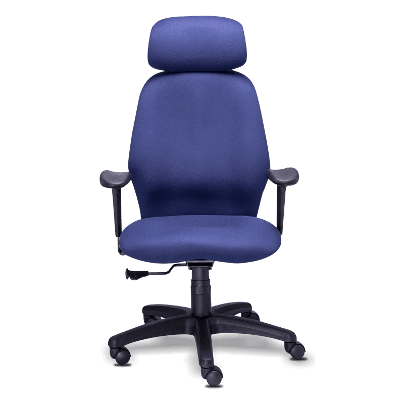 Silla gerencial 2420 con cabecera, tapizado en tela y base de cinco puntas de nylon reforzado