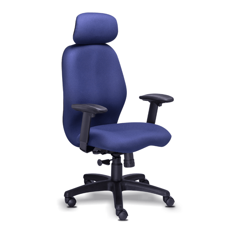 Silla gerencial 2420 con cabecera, tapizado en tela y base de cinco puntas de nylon reforzado
