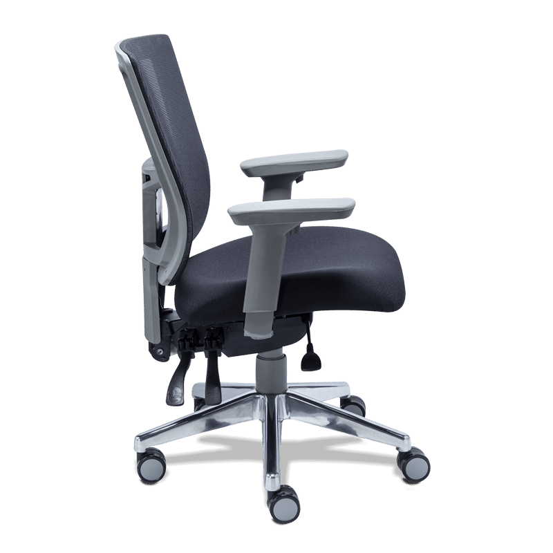 Silla operativa Quadra Mesh 2251-RE02 negra con estructura gris y respaldo alto