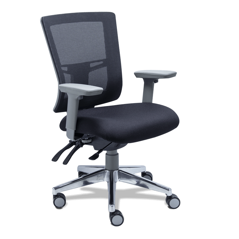 Silla operativa Quadra Mesh 2251-RE02 negra con estructura gris y respaldo alto