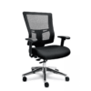 Silla operativa Quadra mesh RE-1391 negra con respaldo alto de mesh y base de aluminio pulido