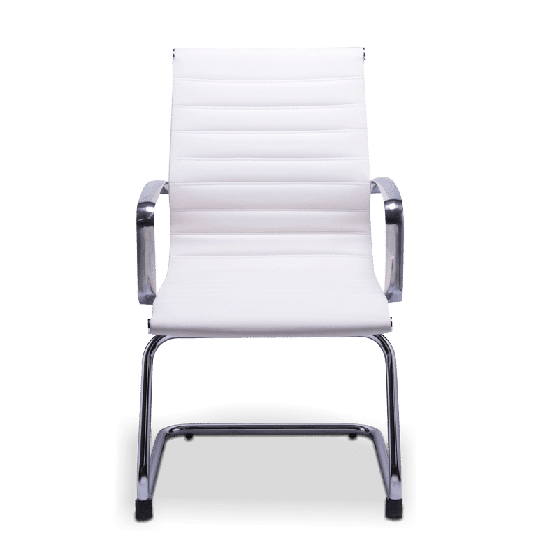 Silla de visita retro vinipiel 2076-reb con estructura cromo y descansabrazos de aluminio pulido