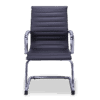 Silla de visita retro vinipiel re-1755/ng con base trineo cromada y descansabrazos de aluminio pulido