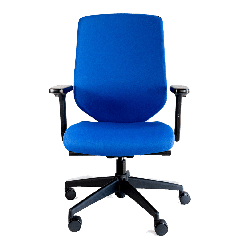 Silla operativo RE-2021 en tela azul con cabecera tapizada
